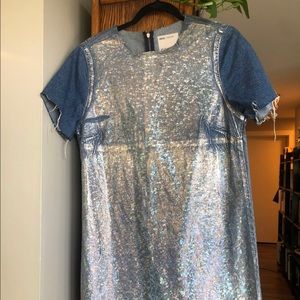 Denim reflective shirt dress